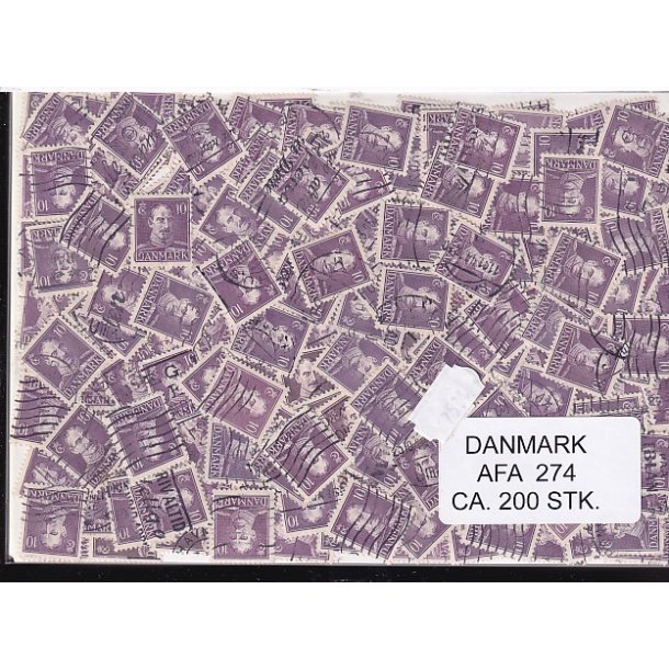 Danmark 200 stk Afa 274 Stemplet/ustemplet.