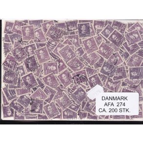 Danmark 200 stk Afa 274 Stemplet/ustemplet.