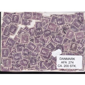 Danmark 200 stk Afa 274 Stemplet/ustemplet.