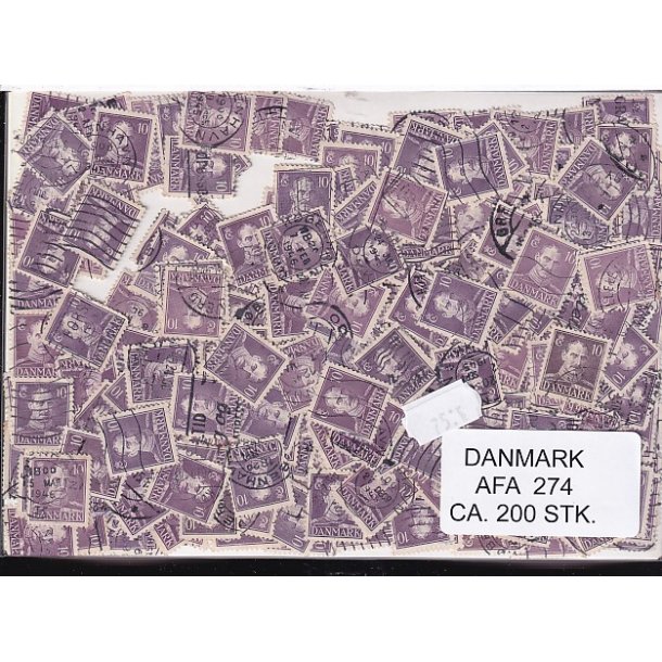 Danmark 200 stk Afa 274 Stemplet/ustemplet.