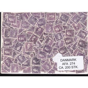 Danmark 200 stk Afa 274 Stemplet/ustemplet.