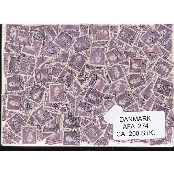 Danmark 200 stk Afa 274 Stemplet/ustemplet.