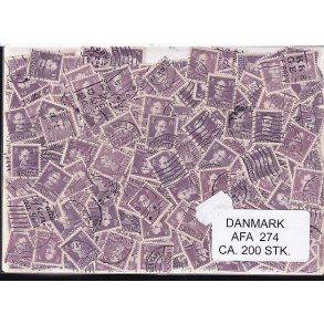 Danmark 200 stk Afa 274 Stemplet/ustemplet.