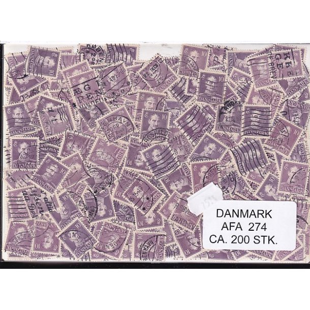 Danmark 200 stk Afa 274 Stemplet/ustemplet.