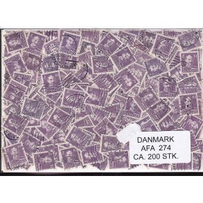 Danmark 200 stk Afa 274 Stemplet/ustemplet.