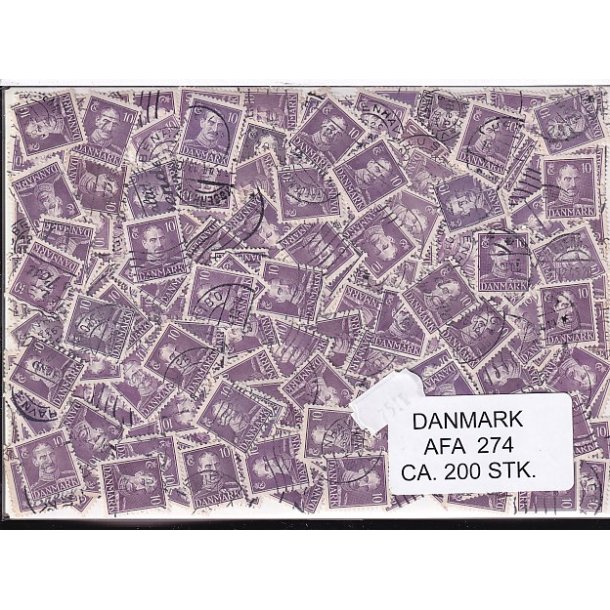 Danmark 200 stk Afa 274 Stemplet/ustemplet.