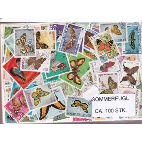 Sommerfugle p Frimrker. St/ust. 100 stk.