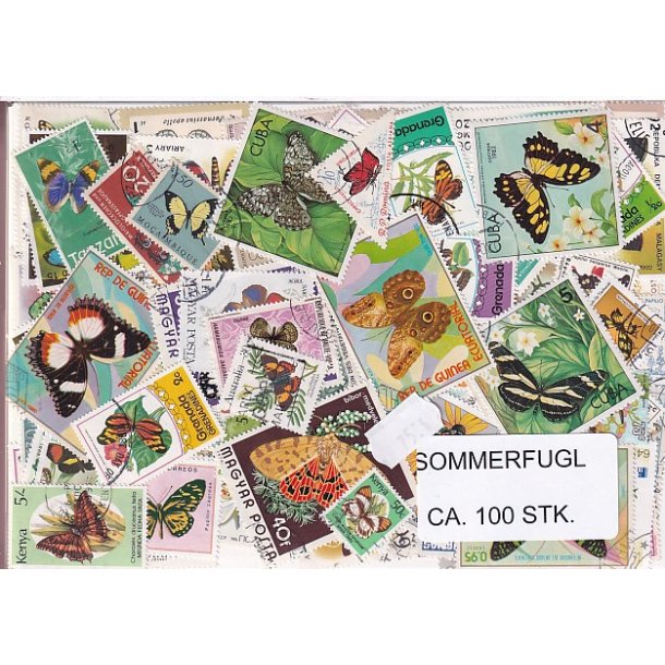 Sommerfugle p Frimrker. St/ust. 100 stk.