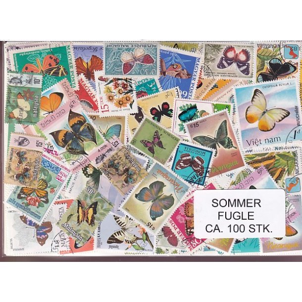 Sommerfugle p Frimrker. St/ust. 100 stk.