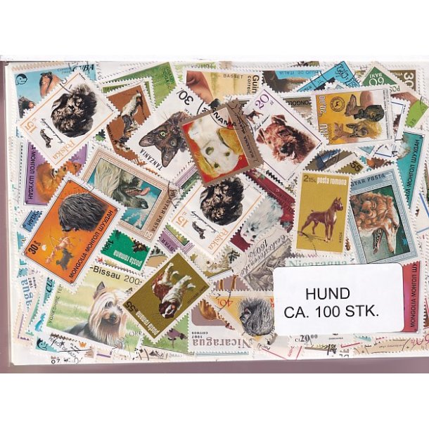 Hunde p Frimrker. St/ust. 100 stk.