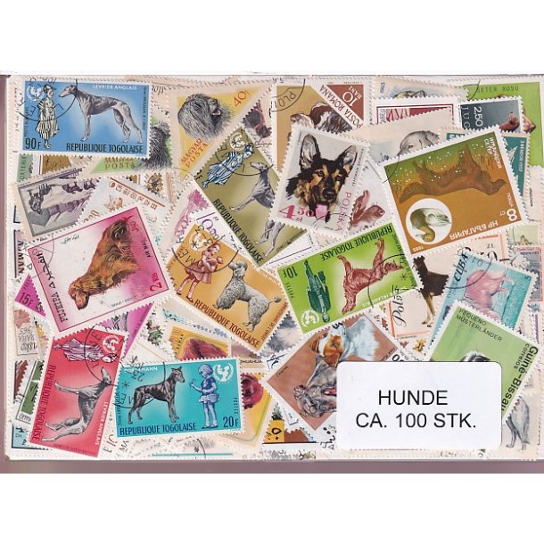 Hunde p Frimrker. St/ust. 100 stk.