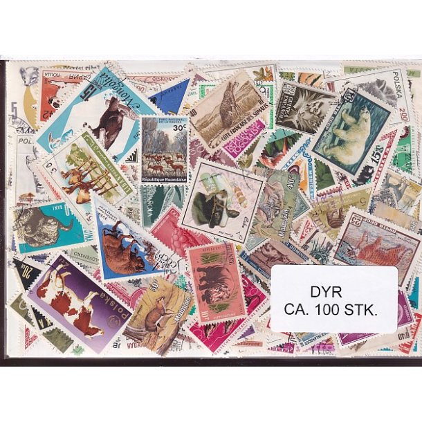 Dyr p Frimrker . St/ust. 100 forskellige.