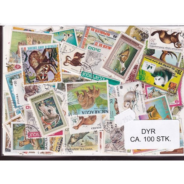 Dyr p Frimrker . St/ust. 100 forskellige.