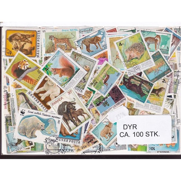 Dyr p Frimrker . St/ust. 100 forskellige.