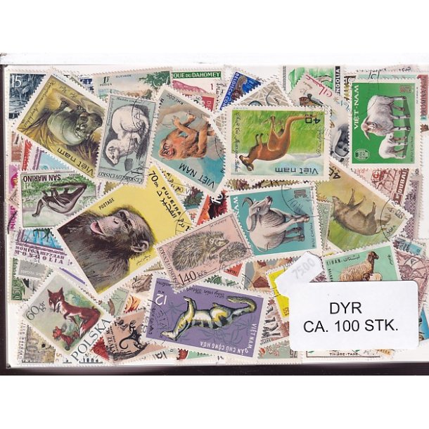 Dyr p Frimrker . St/ust. 100 forskellige.