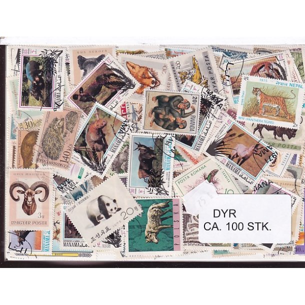Dyr p Frimrker . St/ust. 100 forskellige.