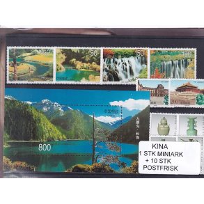 Kina - 1 Stk. Miniark + 10 Stk. - Postfrisk