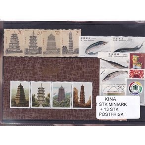 Kina - 1 Stk. Miniark + 13 Stk. - Postfrisk