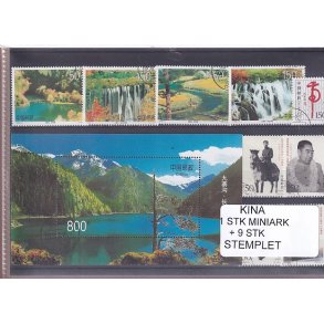 Kina - 1 Stk. Miniark + 9 Stk. - Stemplet
