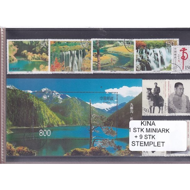 Kina - 1 Stk. Miniark + 9 Stk. - Stemplet