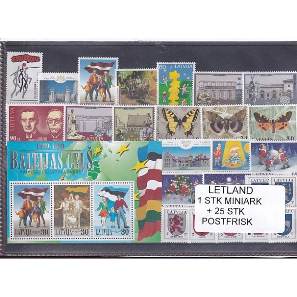 Letland Samling - 1 Stk. Miniark + 25 Stk. - Postfrisk