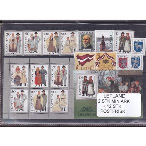 Letland Samling - 1 Stk. Miniark + 12 Stk. - Postfrisk