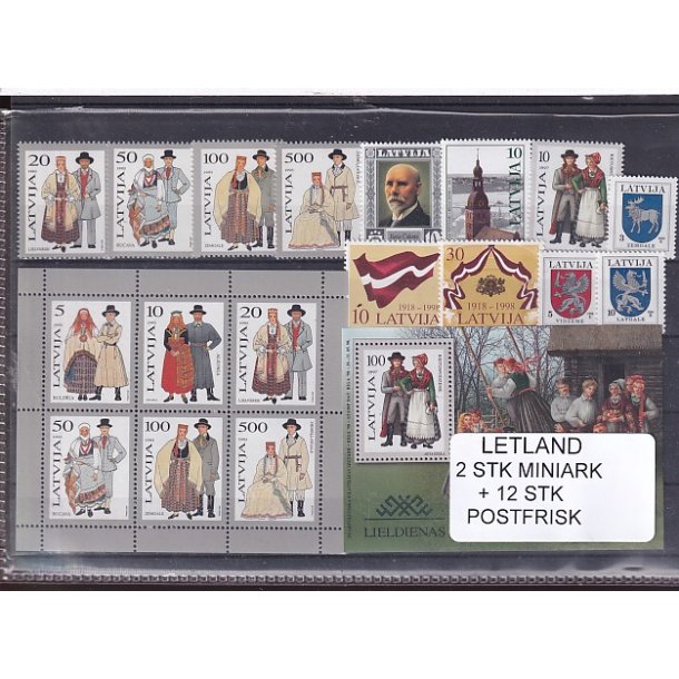 Letland Samling - 1 Stk. Miniark + 12 Stk. - Postfrisk