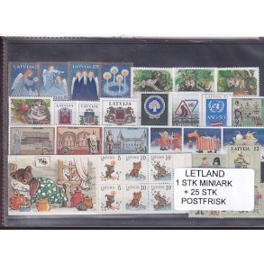 Letland Samling - 1 Stk. Miniark + 25 Stk. - Postfrisk