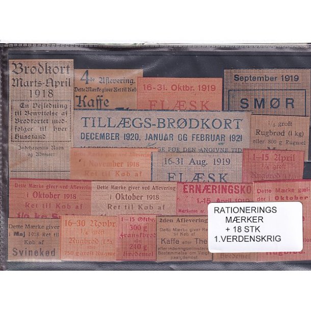 Rationeringsmrker 18 Stk.  - 1. Verdenskrig