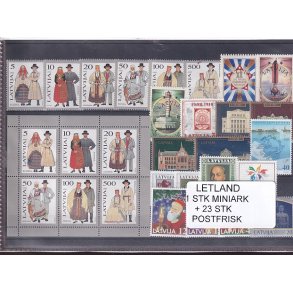 Letland Samling - 1 Stk. Miniark + 23 Stk. - Postfrisk