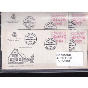 Danmark - Frankeringsmrker - 4 Stk. FDC - 1990 - Stemplet