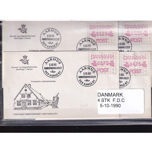 Danmark - Frankeringsmrker - 4 Stk. FDC - 1990 - Stemplet