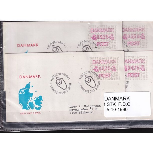 Danmark - Frankeringsmrker - 4 Stk. FDC - 1990 - Stemplet