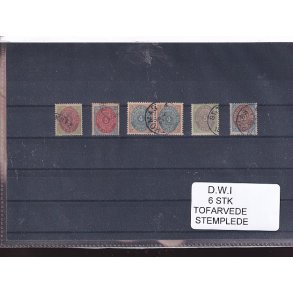 Dansk Vestindien - 6 Stk. Tofarvede - Stemplet