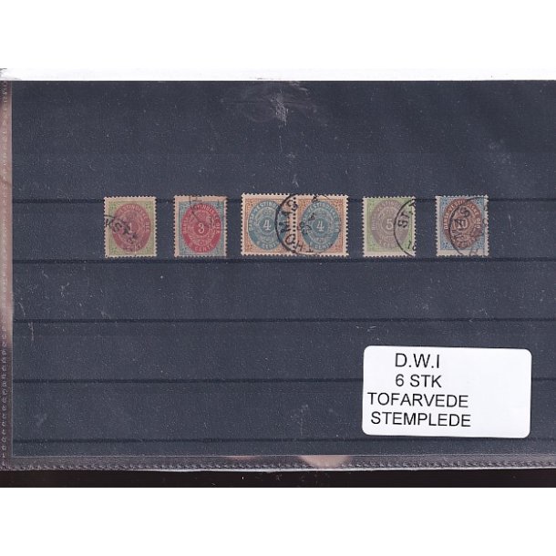 Dansk Vestindien - 6 Stk. Tofarvede - Stemplet