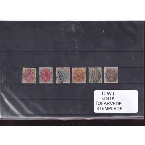 Dansk Vestindien - 6 Stk. Tofarvede - Stemplet