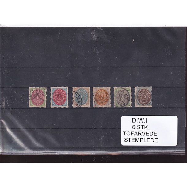 Dansk Vestindien - 6 Stk. Tofarvede - Stemplet