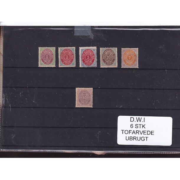 Dansk Vestindien - 6 Stk. Tofarvede - Ubrugt
