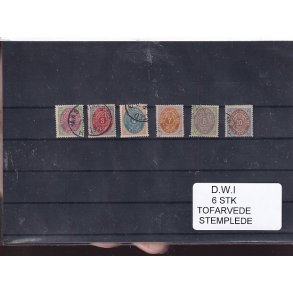 Dansk Vestindien - 6 Stk. Tofarvede - Stemplet