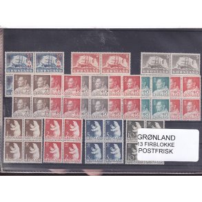 Grnland - 13 Firblokke - Postfrisk - Stor vrdi !