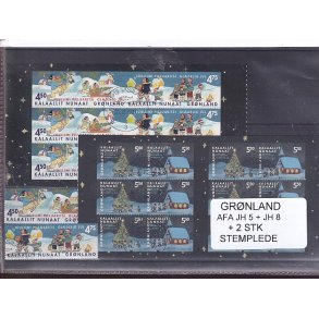 Grnland - Hfteblokke AFA JU 5 + JH 8 + 2 stk stemplede - Stemplet