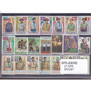 Spejder p Frimrker. 21 Stk. Stemplet/Ustemplet