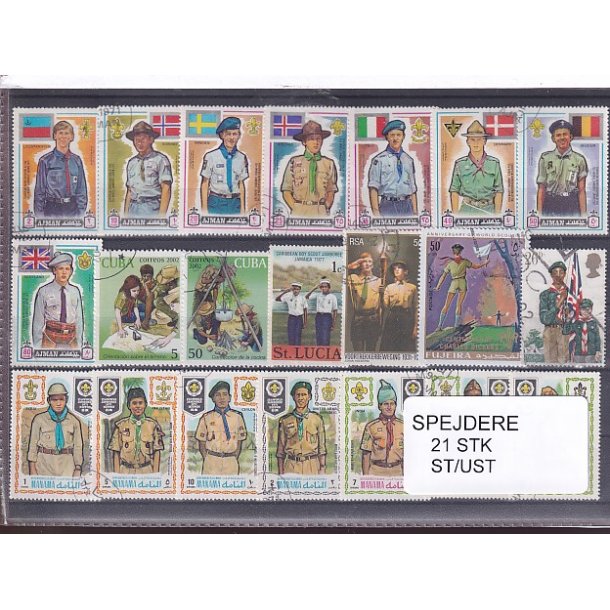 Spejder p Frimrker. 21 Stk. Stemplet/Ustemplet