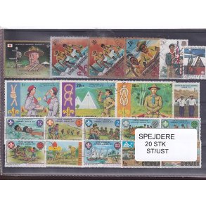 Spejder p Frimrker. 20 Stk. Stemplet/Ustemplet