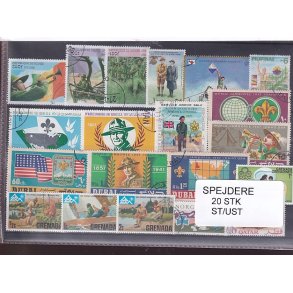 Spejder p Frimrker. 20 Stk. Stemplet/Ustemplet