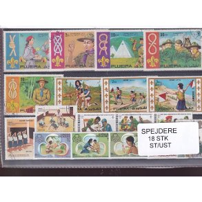 Spejder p Frimrker. 18 Stk. Stemplet/Ustemplet