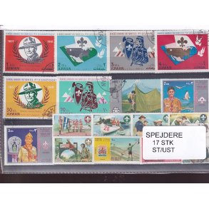 Spejder p Frimrker. 17 Stk. Stemplet/Ustemplet