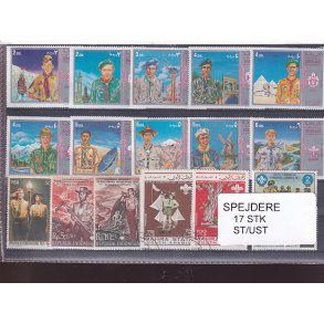 Spejder p Frimrker. 17 Stk. Stemplet/Ustemplet