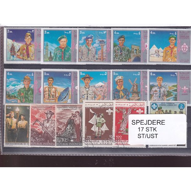 Spejder p Frimrker. 17 Stk. Stemplet/Ustemplet