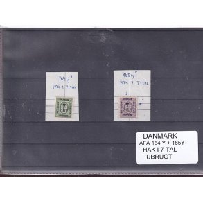 Danmark - AFA 164 Y + 165 Y - Hak i 7 Tal - Ubrugt